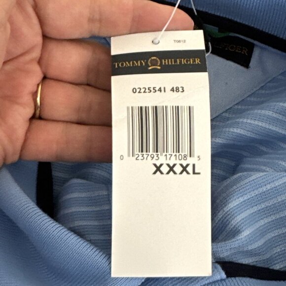 Tommy Hilfiger Golf Men's XXXL Short Sleeve Polo Shirt Pique Knit Blue Stripe - Picture 9 of 14